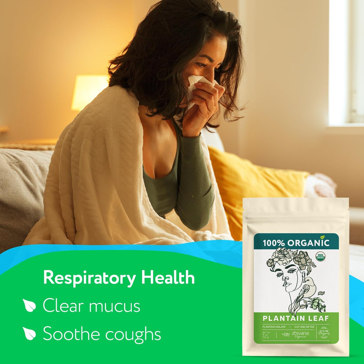 Plantain Leaf Organic (4 oz.) – Broadleaf Plantain Tea Loose Leaf (Plantago Major) – Llanten Planta Medicinal - Herbal Tea for Digestion, Respiratory Health & Detox