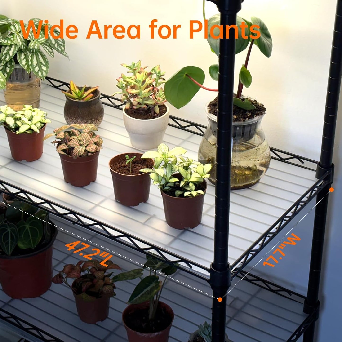 Indoor Greenhouse with Grow Light, Tall Plant Stand with 4 Pack Full Spectrum Plant Lights , 3 Color Modes, Plant Shelf with Tent for Indoor Plant, Seed Starting, Seed Tray, 47.2"x17.8"x70.9"