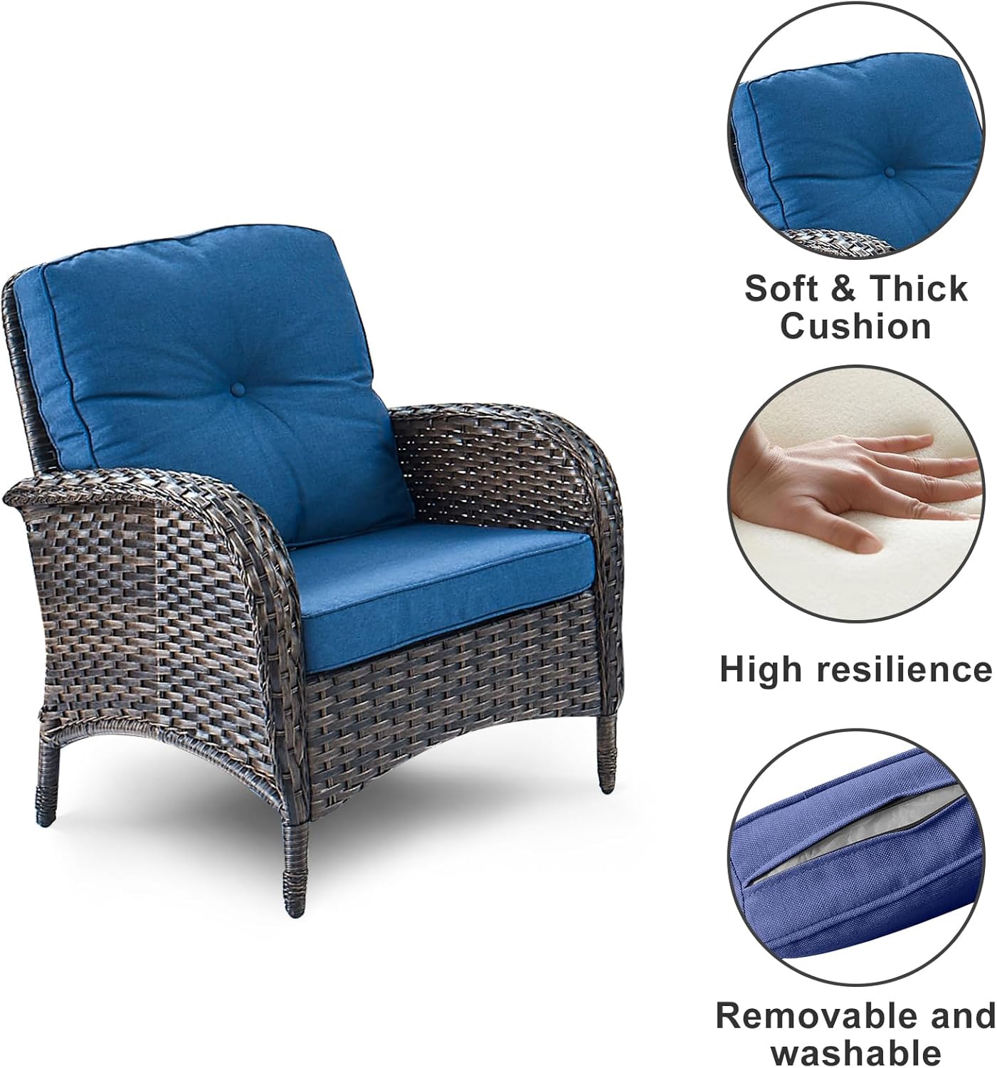 HUMMUH 7-Piece Outdoor Patio Furniture PE Wicker Patio Conversation Set,High Back Patio Couch with Coffee Tables Outdoor Chairs for Backyard,Porch,Deck