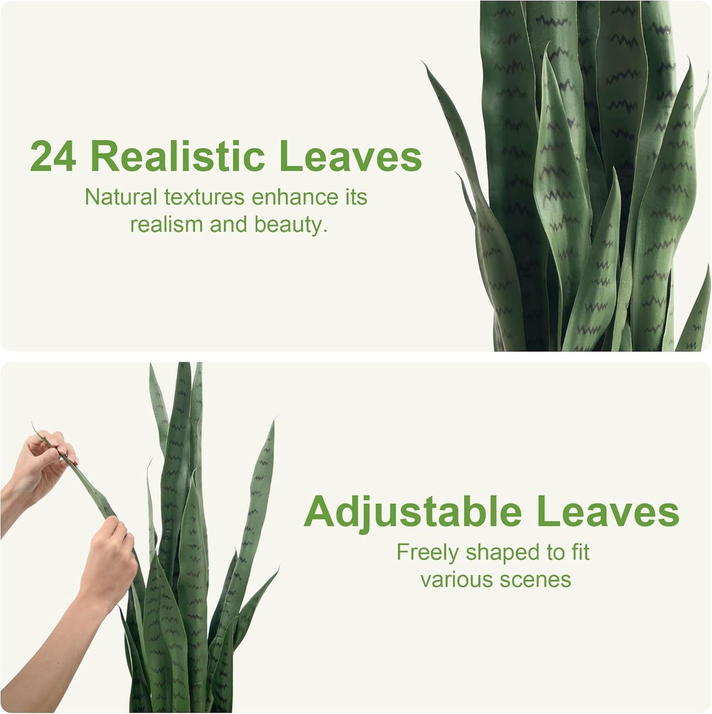 Fake Snake Plant 3ft Tall Faux Sansevieria with 24 Realistic Leaves UV Resistant Potted 2 Pack Fake Mother in Law's Tongue Plants for Indoor Outdoor Home Office Bedroom or Patio Decoration