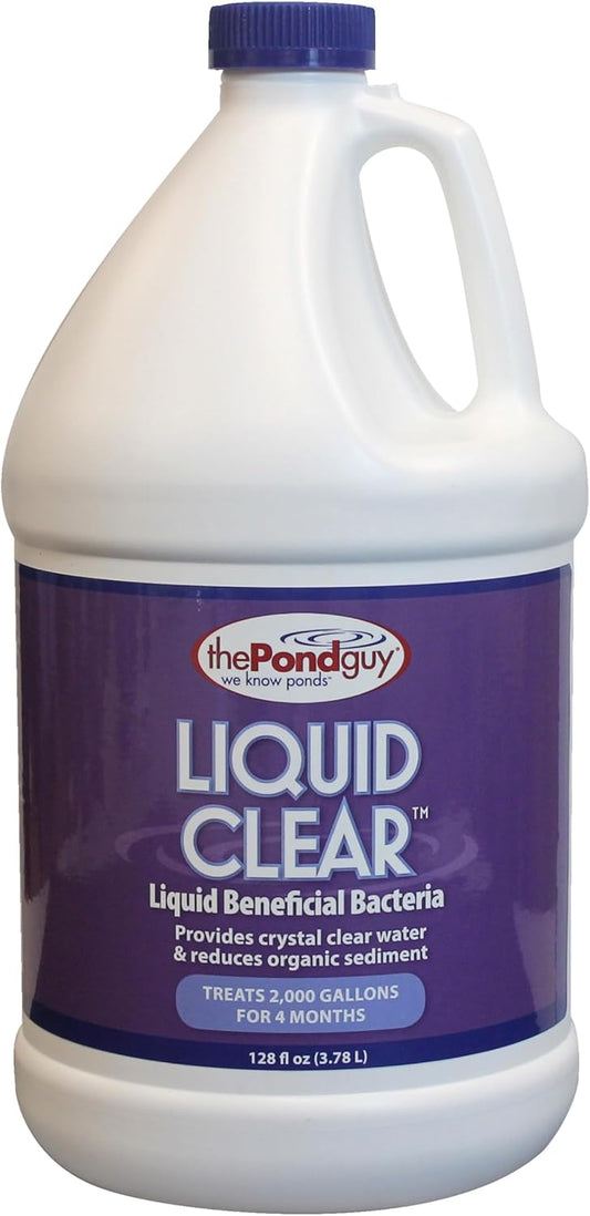 The Pond Guy LiquidClear Beneficial Bacteria Pond Cleaner for Outdoor Water Gardens & Small Ponds, Cloudy Water Reducer, Fish & Plant Safe, 1 Gallon