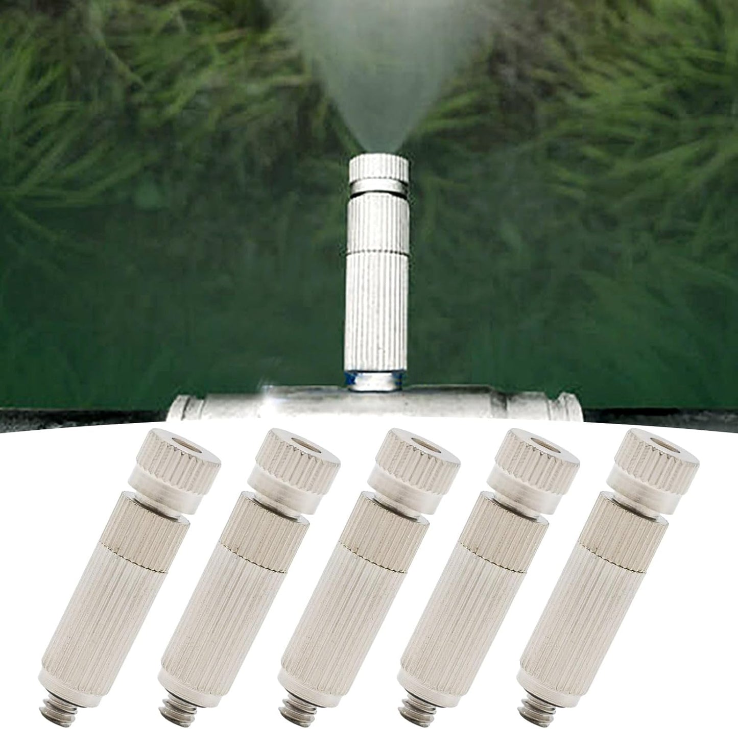 10 Pcs Stainless Steel Misting Nozzles For Outdoor Cooling Misting System, High Pressure Anti Drip Cleanable, 3/16" Thread (0.6mm)