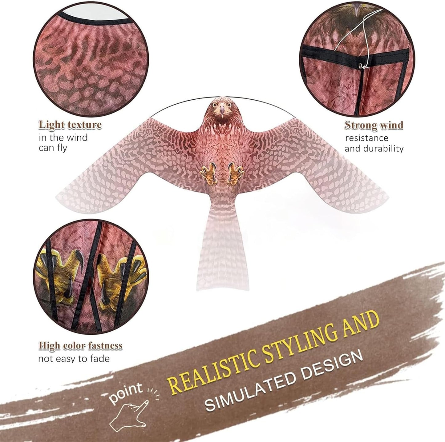 Bird Hawk Flying Kite Without Pole for Crops Farm Protector Bird Scarer Flying Kites -Style A Kite Without Pole