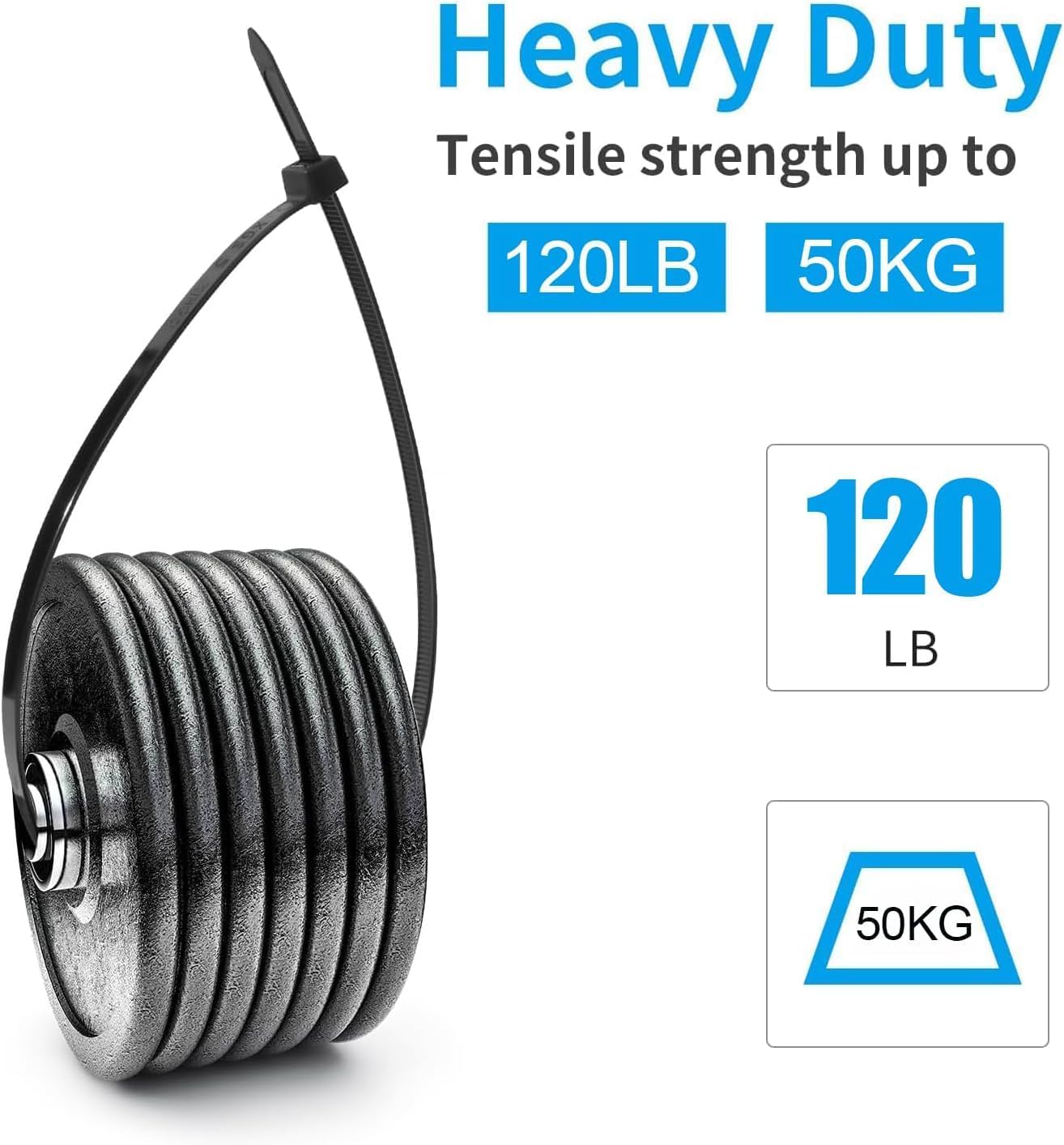 XINGO 8 Inch Orange Zip Ties Heavy Duty 100 Pack, 120 LBS Tensile Strength, Premium Nylon Cable Wire Ties, Self-locking Plastic Ties for Indoor and Outdoor Use