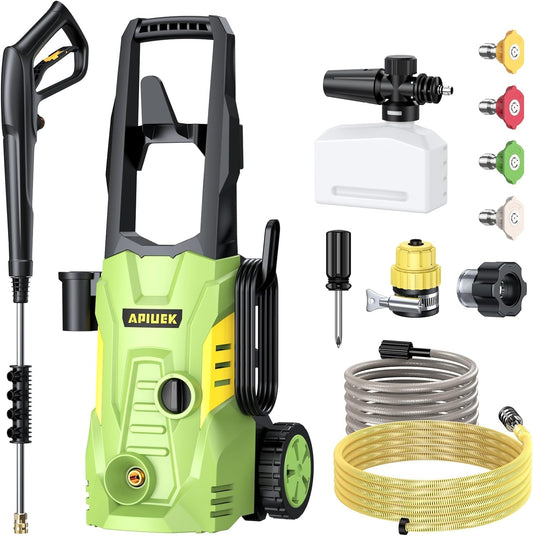Electric High Pressure Washer - Portable Washer with 23 FT Water Outlet & 6.6 FT Inlet Hose, Steel Spray Wand, Foam-Adjustable Cannon,4 Nozzle Set, Cleans Car/Patio/Fence/Window, 3800PSI 2.4GPM