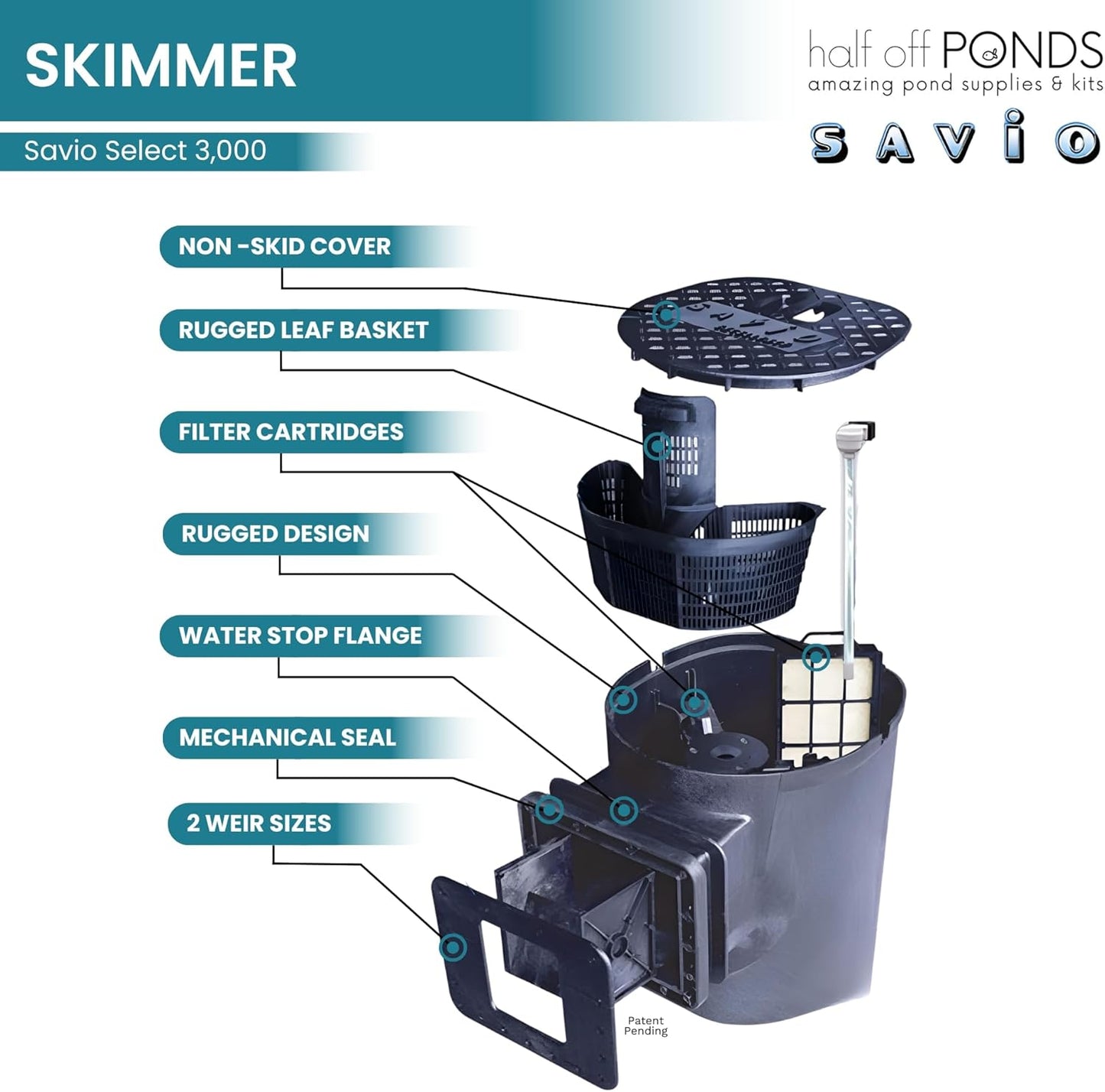 HALF OFF PONDS Savio Select 3,000 GPH Submersible Pump Pond Kit with 20' x 25' PVC Plastic Pond Liner, UV Clarifier for Water Garden & Koi Pond