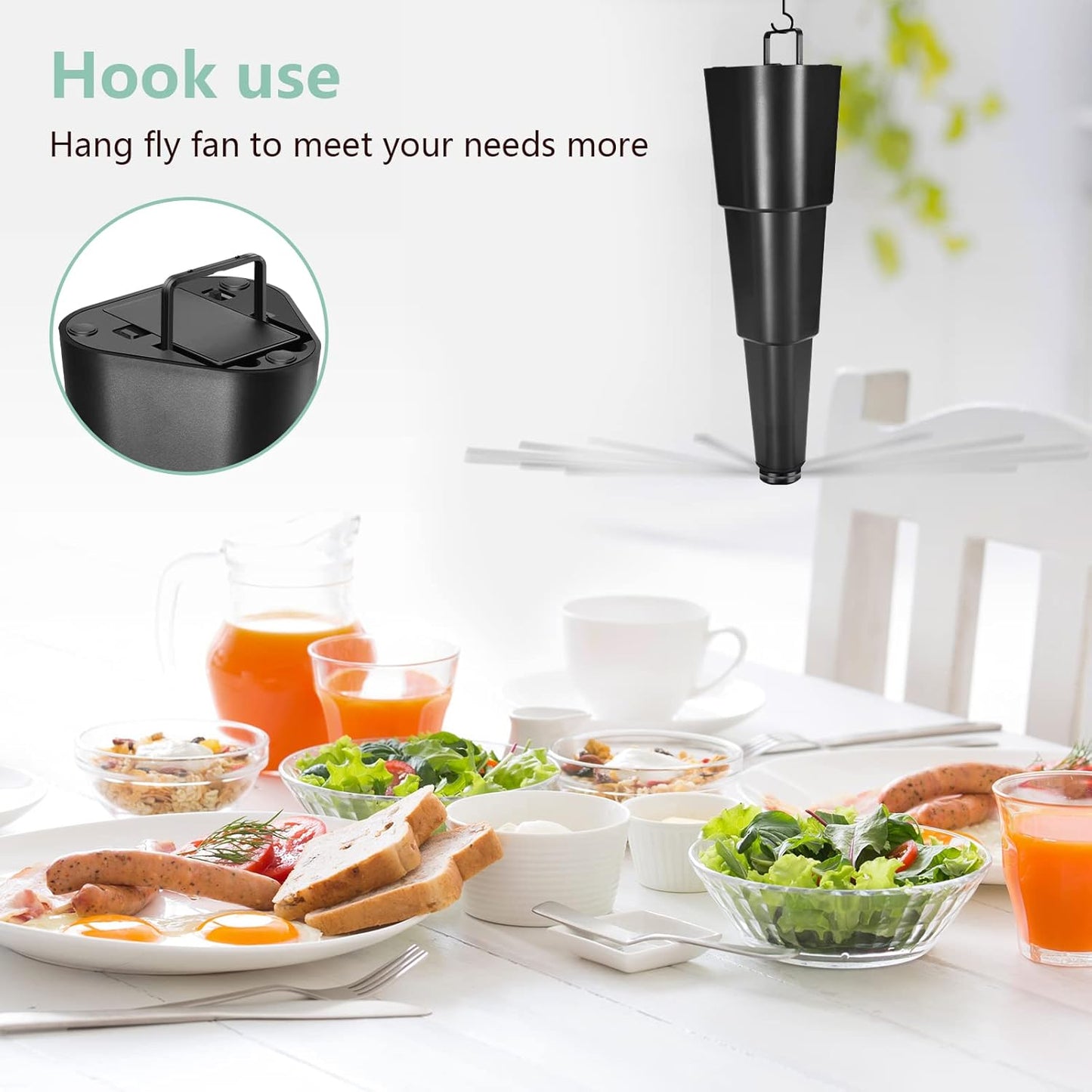 Fly Fans for Tables, Fly Repellent Fan for Indoor/Outdoor, Food Fans to Keep Flies Away for Party, BBQ, Home, Picnics, Travel, Portable and Easy Use 6 Pack (Black)