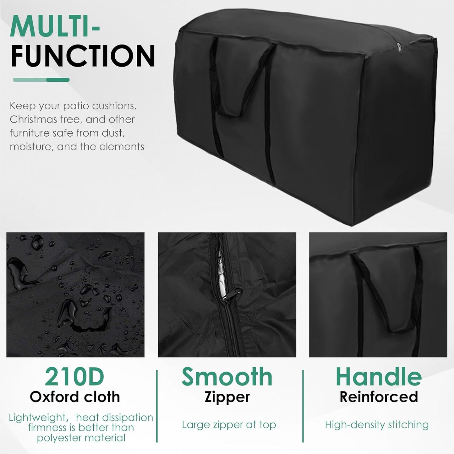 Patio Cushion Storage Bag Outdoor Cushion Storage with Zipper and Handles Size 68" L x 30" W x 20" H Heavy Duty for Cushion,Bedding, Blanket, Comforters, Pillow Storage (1Pack)