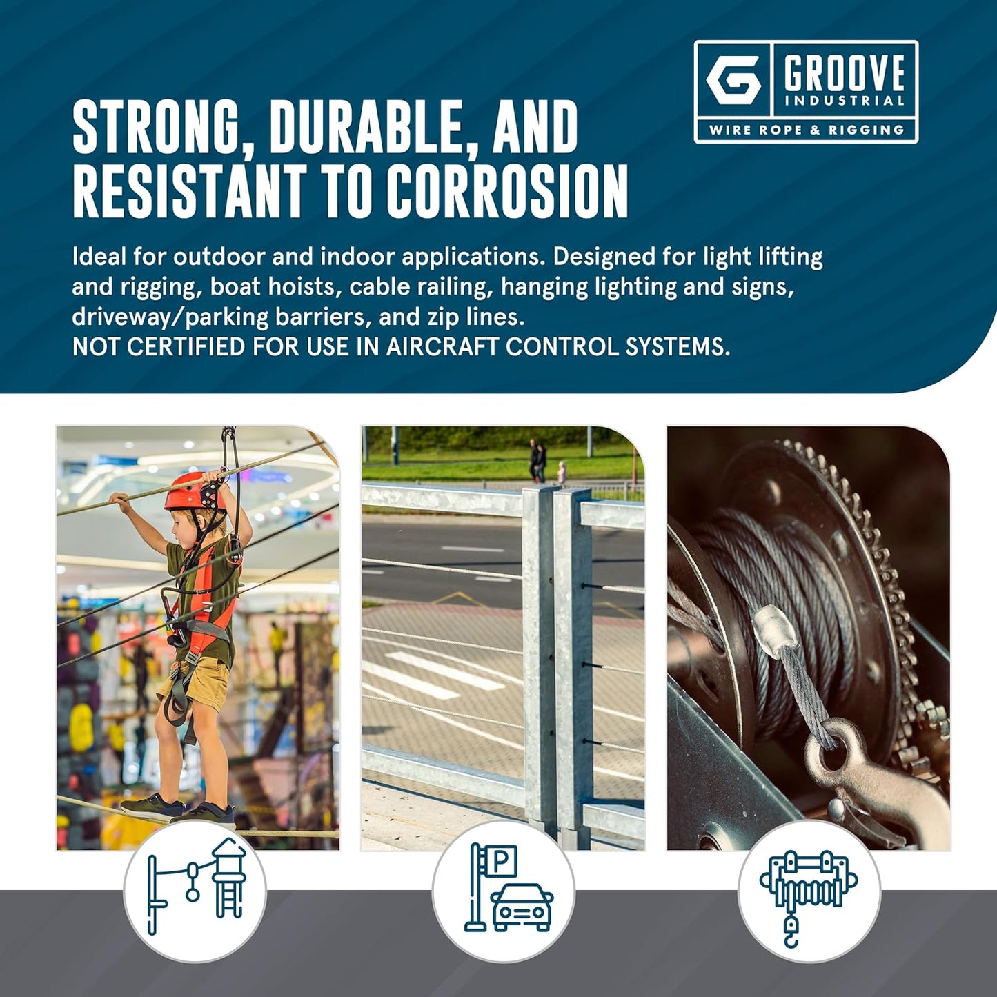 1/4’’ 7x19 Hot Dip Galvanized Aircraft Cable – Steel Wire Rope - 3500 Feet