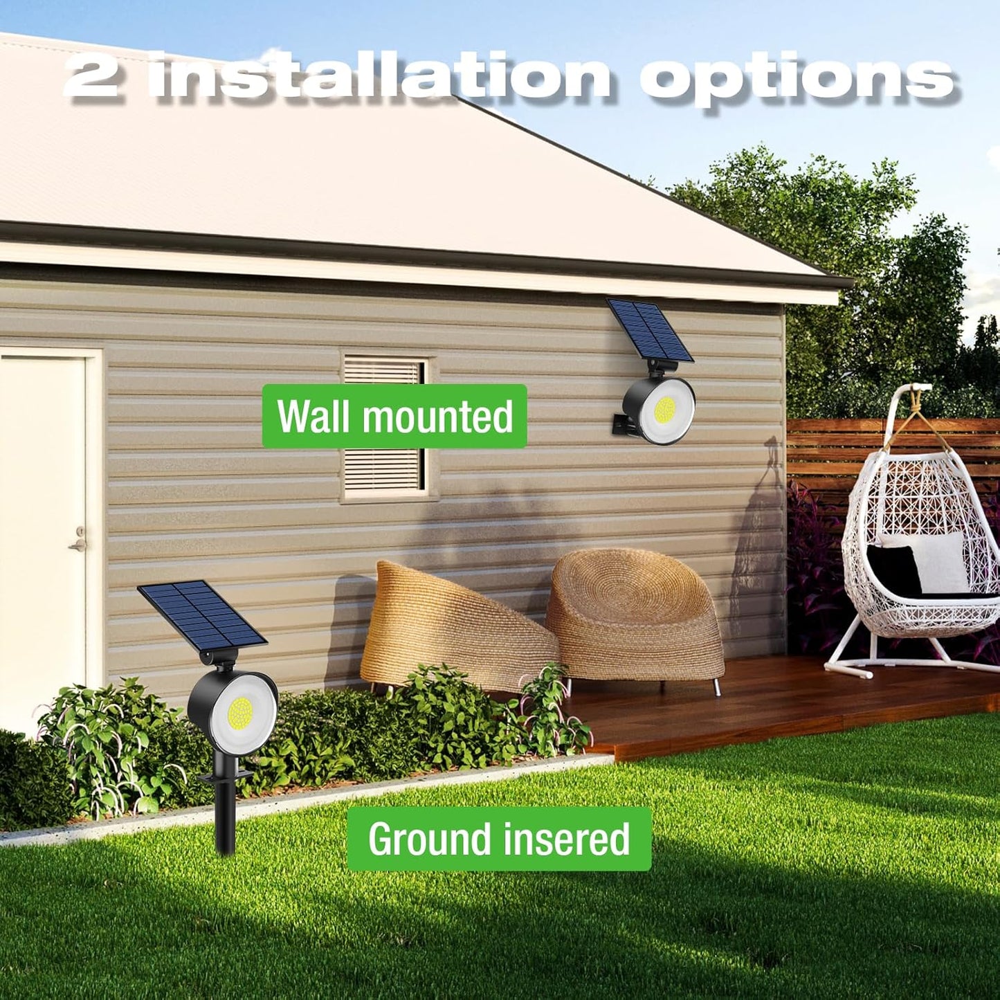 nipify 2 Pack Solar Spot Lights Outdoor Waterproof with 3 Modes, Solar Spotlight Light for Outside Yard Landscape Lighting Pathway Lights Wall,Warm White