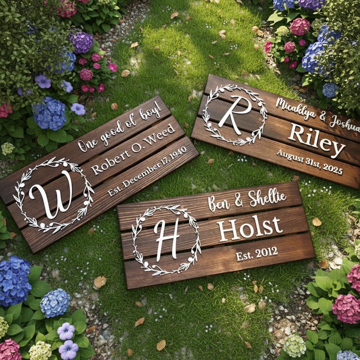 Personalized Wooden Monogram Family Sign with Couples Names, Custom Name Sign, Unique Wedding Gift for Couples, Rustic Established Date Plaque, Gifts for Wife