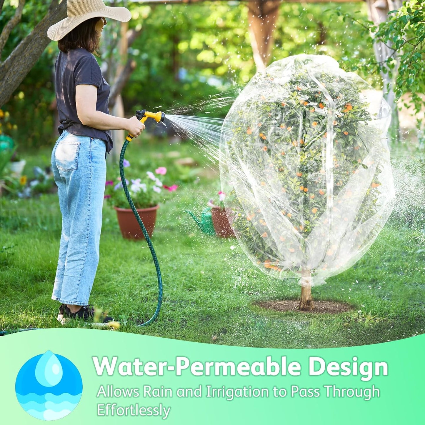 JOJOLEE Fruit Tree Netting for Garden Protection, 1Pc 8.2 x 6.5FT Insect Bird Nettings with Zipper and Drawstring, Plant Cover Mesh Net Bags for Blueberry Bushes, Tomatoes, Flowers