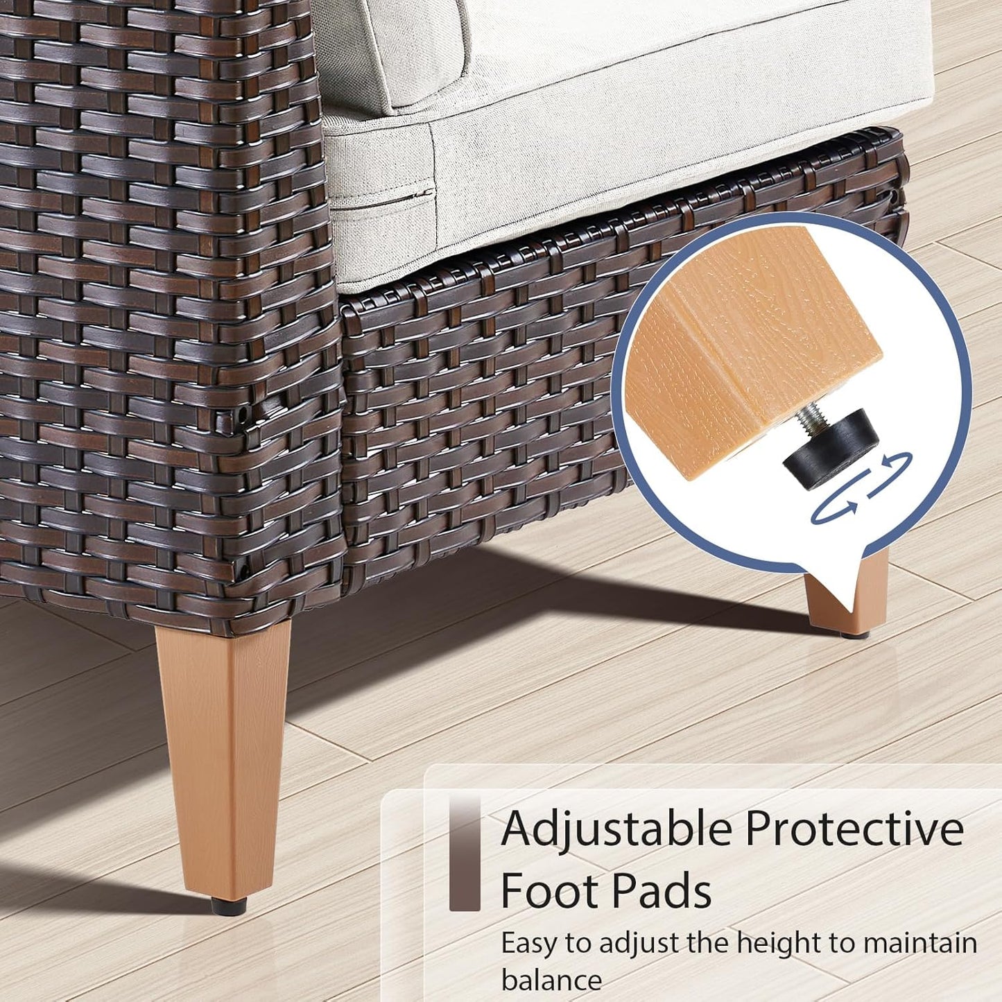 HUMMUH 8 Pieces Patio Furniture Set with Fire Pit,Outdoor Modular Sectional Couch Chairs with Table,All Weather PE Wicker Patio Conversation Sets for Deck Porch Backyard