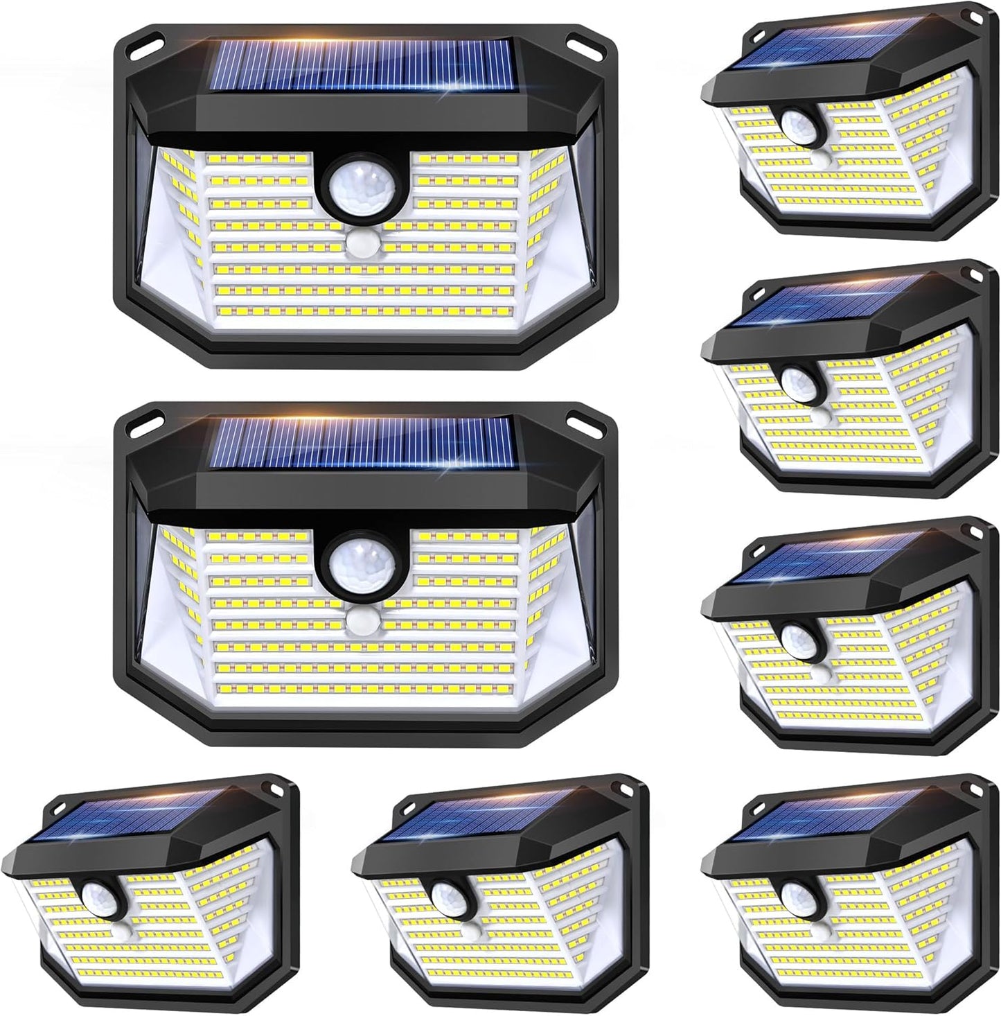Solar Lights Outdoor Motion Sensor, 178 LED 300LM Waterproof IP65, Wall Mounted Security Light with 3 Modes, 270° Wide AngleWide Angle, Solar Powered for Garden, Yard, Patio, Front Door(8Pack)