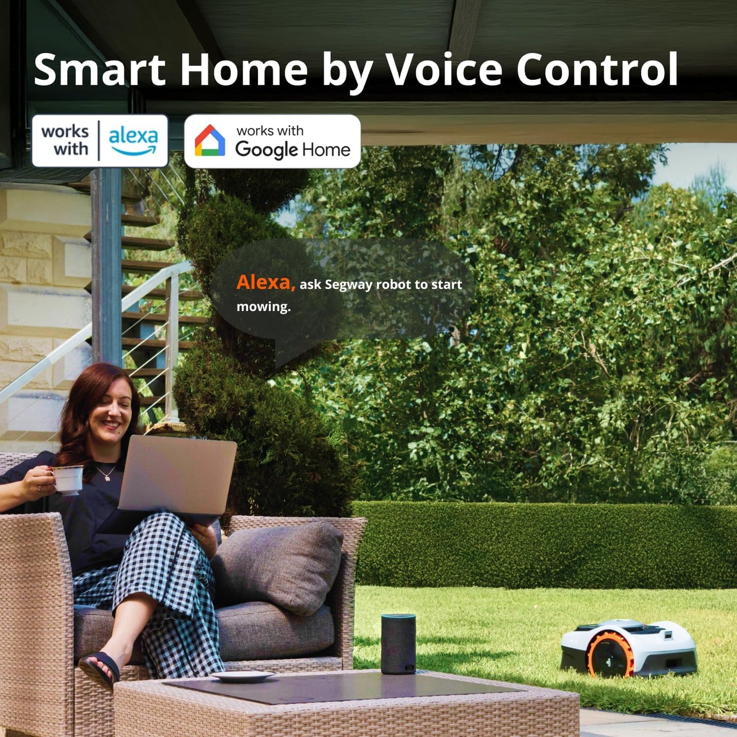 Segway Navimow i105N Robot Lawn Mower Perimeter Wire Free 1/8 Acre RTK+Vision Robotic Lawnmower, AI-Assisted Mapping, Virtual Boundary, APP Control, 58dB(A) Quiet, Multi-Zone Management