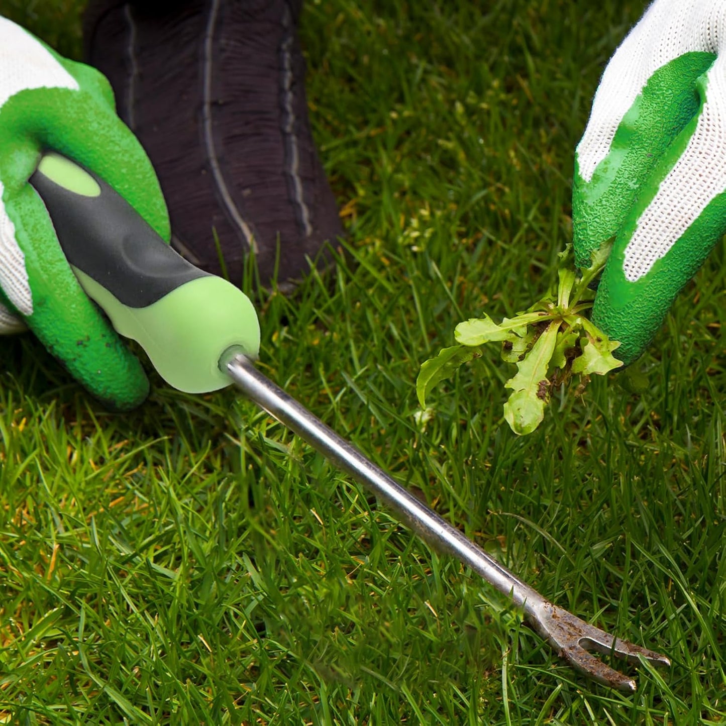 Weed Puller Tool Hand Weeder Dandelion Weeder Tool with Ergonomic Handle, Stainless Steel Manual Weed Puller Bend