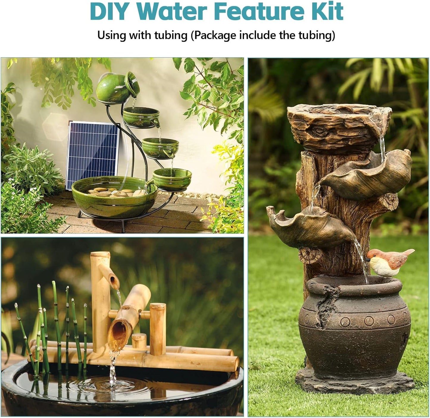 POPOSOAP Solar Fountain Pump 12W, Solar Water Fountain Pump with 160GPH Submersible Pump Adjustable Flow for Outdoor Fountain, Pond, Fish Tank, Garden, Pool, Water Features