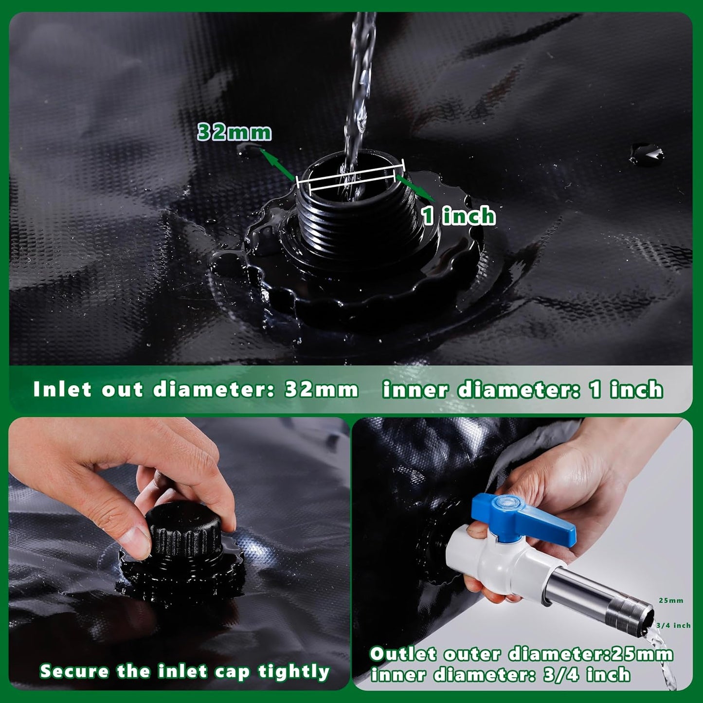 MXQMKL 240 L/63.4 gal Water Bladder Storage Containers, Foldable Portable Water Tank Large Capacity Soft Water Bag, Drought Resistance, Fire Prevention, Emergency Water