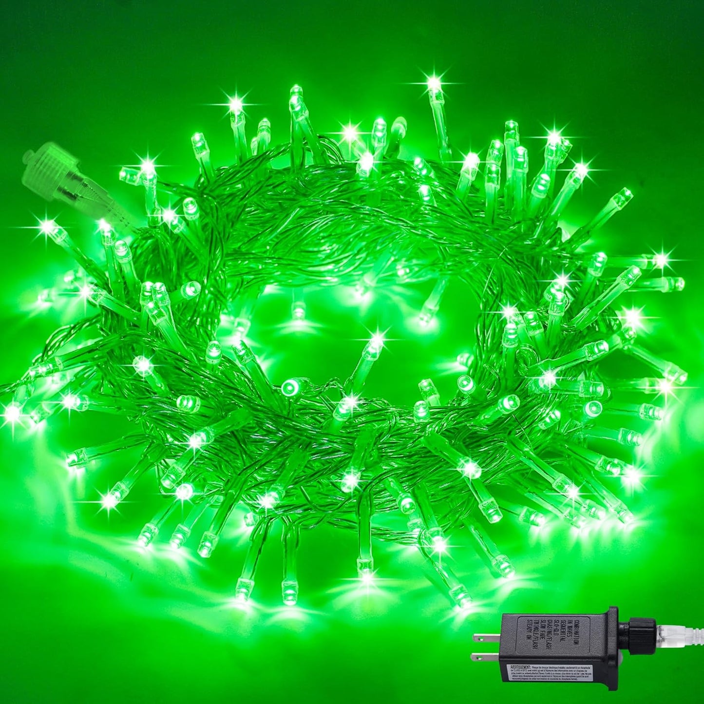 JMEXSUSS Connectable 100 LED Green Halloween Lights, 8 Modes Plug-in Green Christmas Lights Indoor, 33ft Clear Wire Twinkle String Light Outdoor for Halloween Christmas Tree Xmas Decor