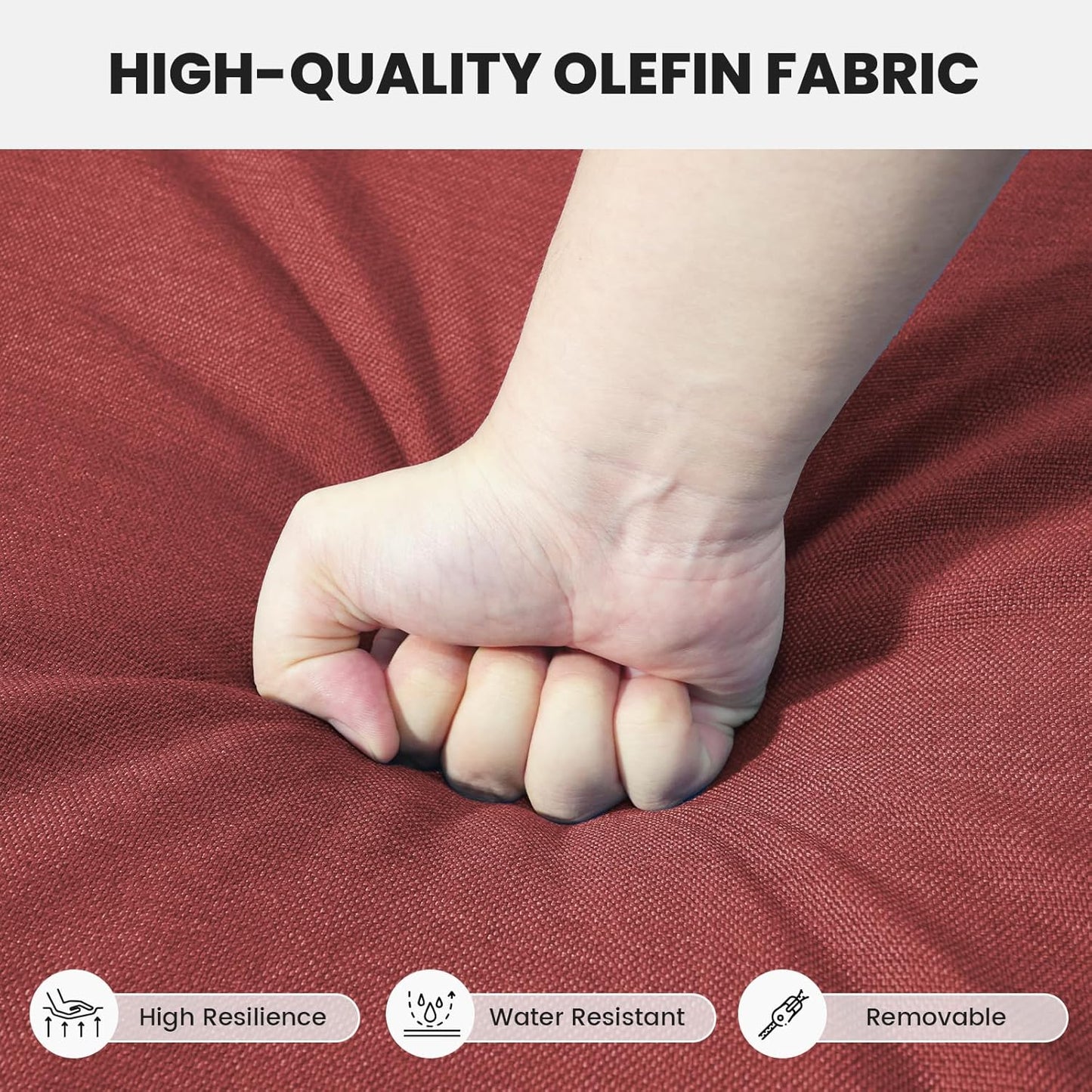 75Inch Outdoor Wicker Sofa - Standard 3 Seater with High Backrest, All Weather Rattan Patio Furniture for Balcony, Deck, Backyard, Brown Wicker/Red Cushion