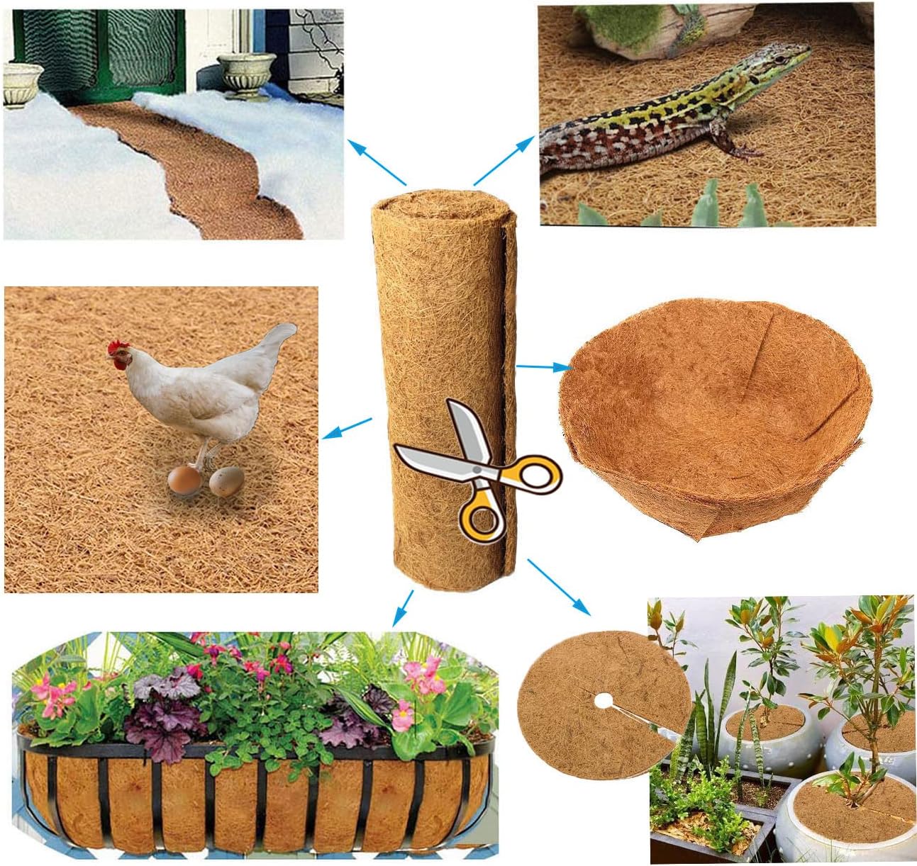 16x120 inch Natural Coconut Coir Liner Sheets Coco Fiber Roll Coco Mat for Planter Flower Basket Liner Garden Decoration Animal Pet Pad