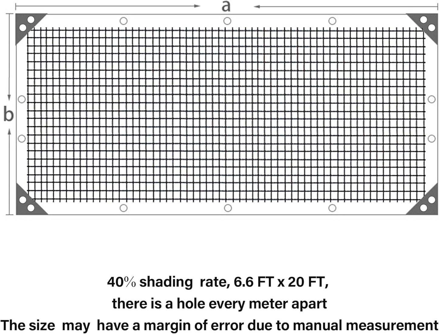 winemana Black Shade Cloth 40%, 6.6x20 FT Mesh Tarp - Garden Shade for Greenhouse, Patio, Vegetables, Plants Cover and Chicken Coops, Sun Shade Net for Outdoor Protection with Reinforced Grommets