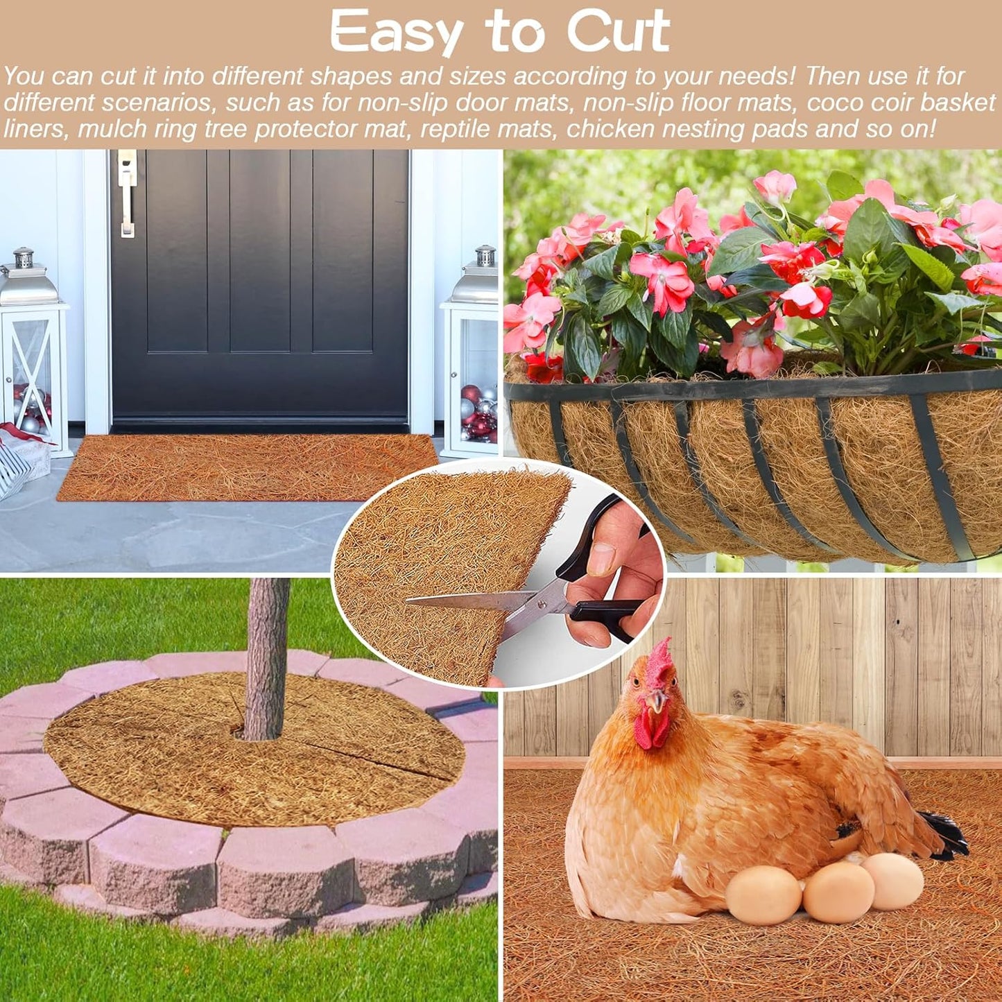 ZeeDix 4 Pack No-Slip Ice and Snow Carpet- 31 x 80 x 0.28In Thickened No Slip Ice Carpet Outdoor Runner Natural Coconut Fiber Mat for Walkway, Garden Doorway Stair Porch Outdoor Safer Walking