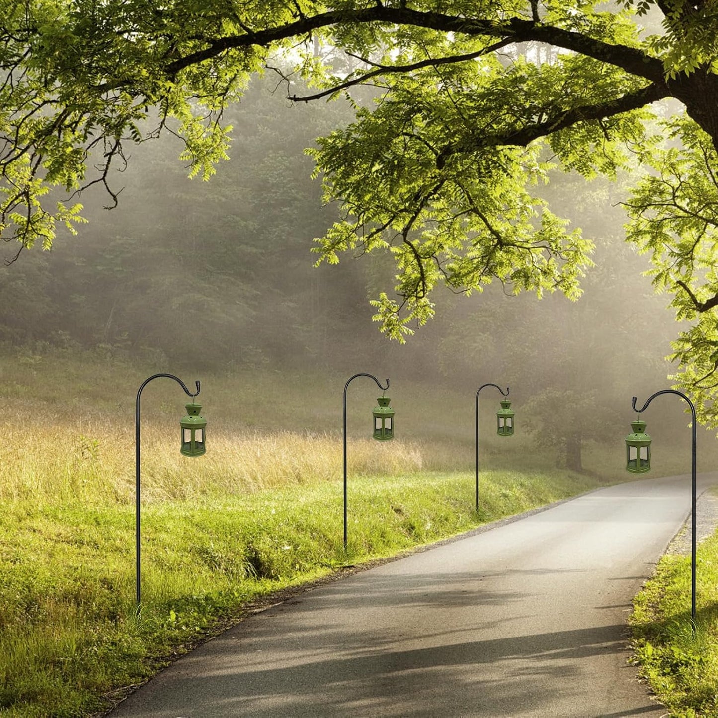 MIXXIDEA 4/8PK Heavy Duty Garden Shepherds Hooks for Outdoor, Premium Metal Shepherds Hooks, Height Adjustable Bird Feeder Hanger, Hanging Basket Hooks 37” Inch Tall Hanging Plant Hooks (4PK)