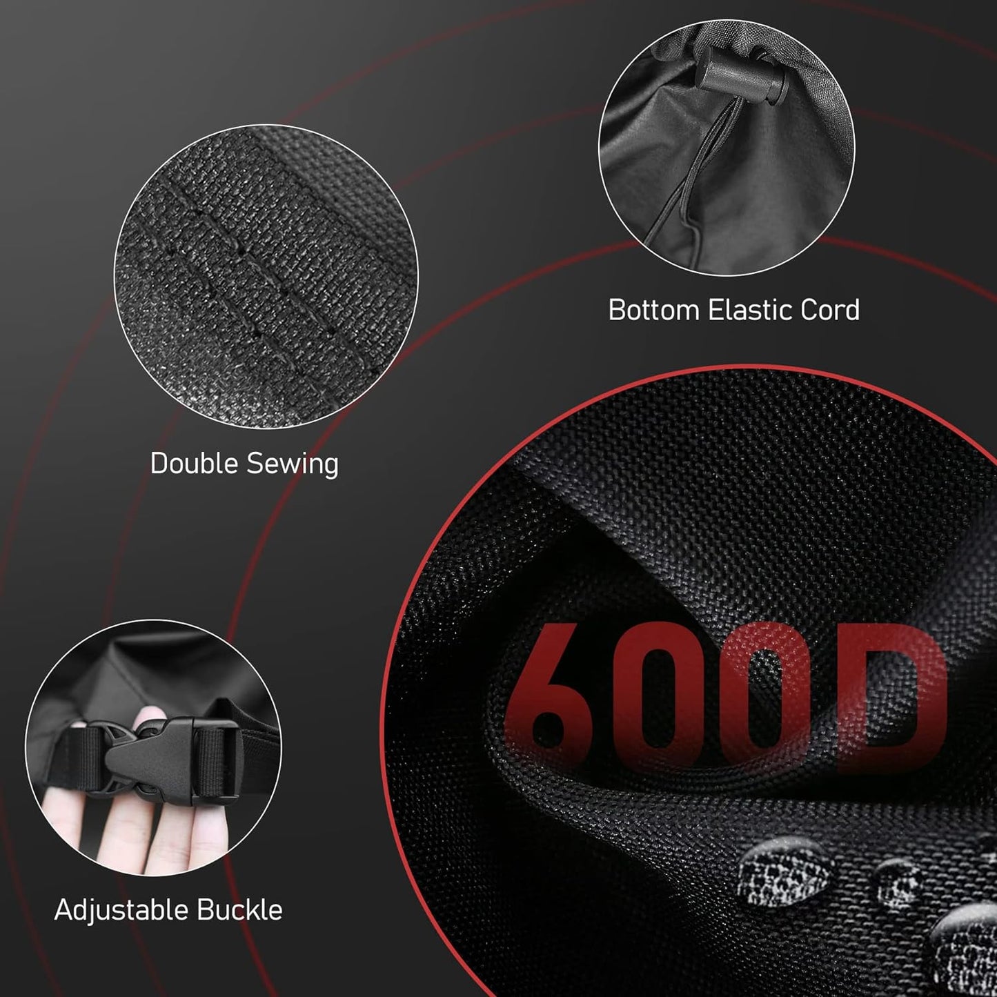 Fire Pit Cover Round 50 Inch - Outdoor Firepit Cover Heavy Duty & Waterproof, 600D Patio Fire Table Cover Large Gas Fire Pit Accessories Fade & Weather Resistant - 50 x 50 x 24 Inch