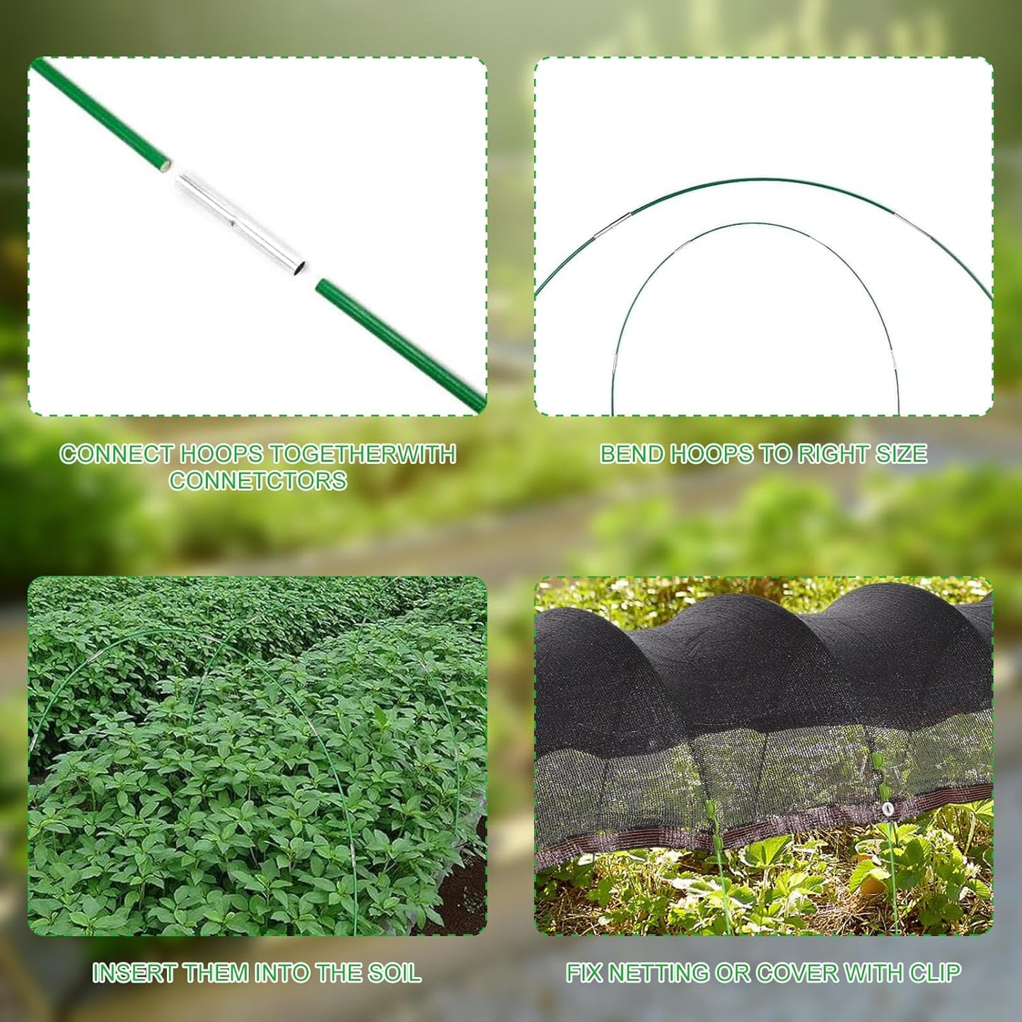 118"x78.7" Garden Shade Kit, 70% Garden Sun Shade Cloth with Hoops for Plants Heat Protection, Raised Garden Bed Shade Cover Plant Sun Shade for Outdoor Plants Vegetables