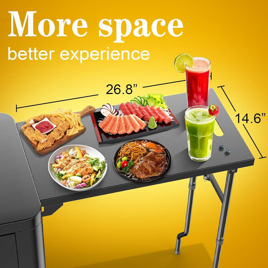 Outdoor Grill Table Cart 57"x24"x35", Outdoor Kitchen Island with Storage & Large Tabletop for Blackstone Griddle, Ooni Pizza Oven, Ninja Woodfire Grill, BBQ Station, Dining Cart, Rolling BBQ Table