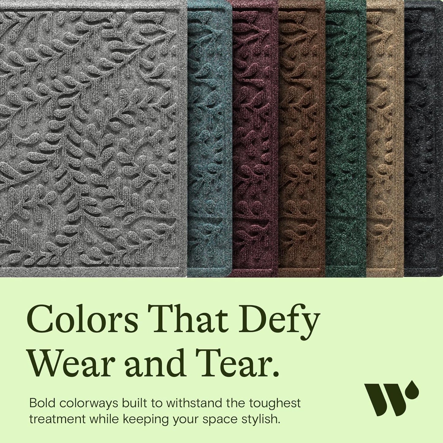 WaterHog Indoor/Outdoor Door Mat, 2' x 3' Made in USA, Durable & Skid-Resistant Front Door Rug, Decorative, Water-Trapping & Heavy-Duty Entryway Floor Mat For Your Home, Boxwood Collection Medium Grey