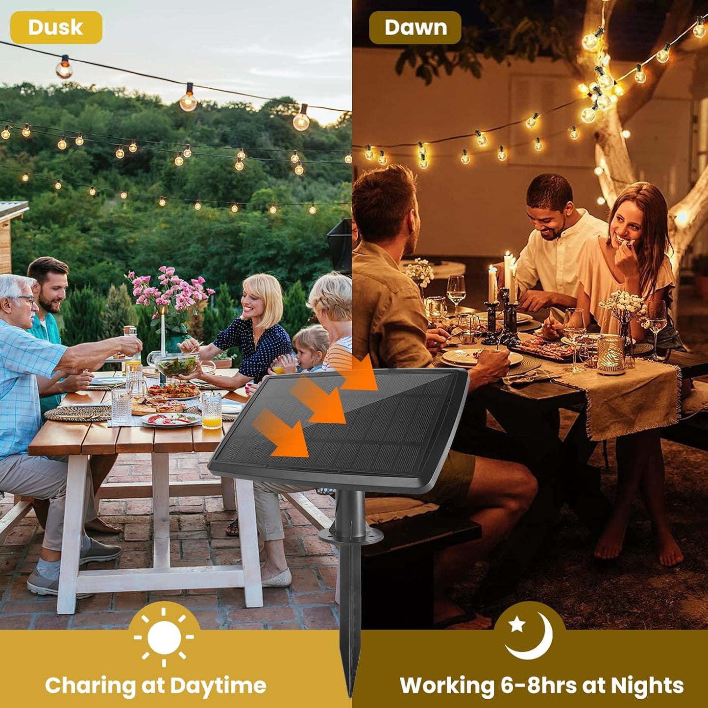 200FT Solar String Lights Outdoor Waterproof with Remote,G40 Solar Powered String Lights with 60+3 LED Shatterproof Bulbs, Dimmable Solar Patio Hanging Lights for Outside Backyard Party