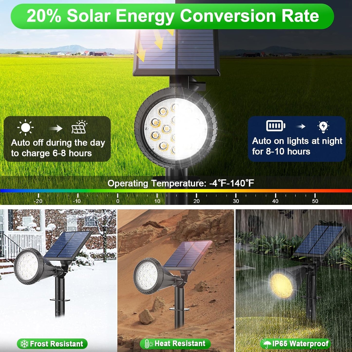 Color Changing Solar Spot Lights Outdoor Waterproof 180° Adjustable Colored RGB Solar Powered Landscape Lights for Yard 7 Lighting Modes Solar Spotlights for Pathway Garden Outside (2 Pack)