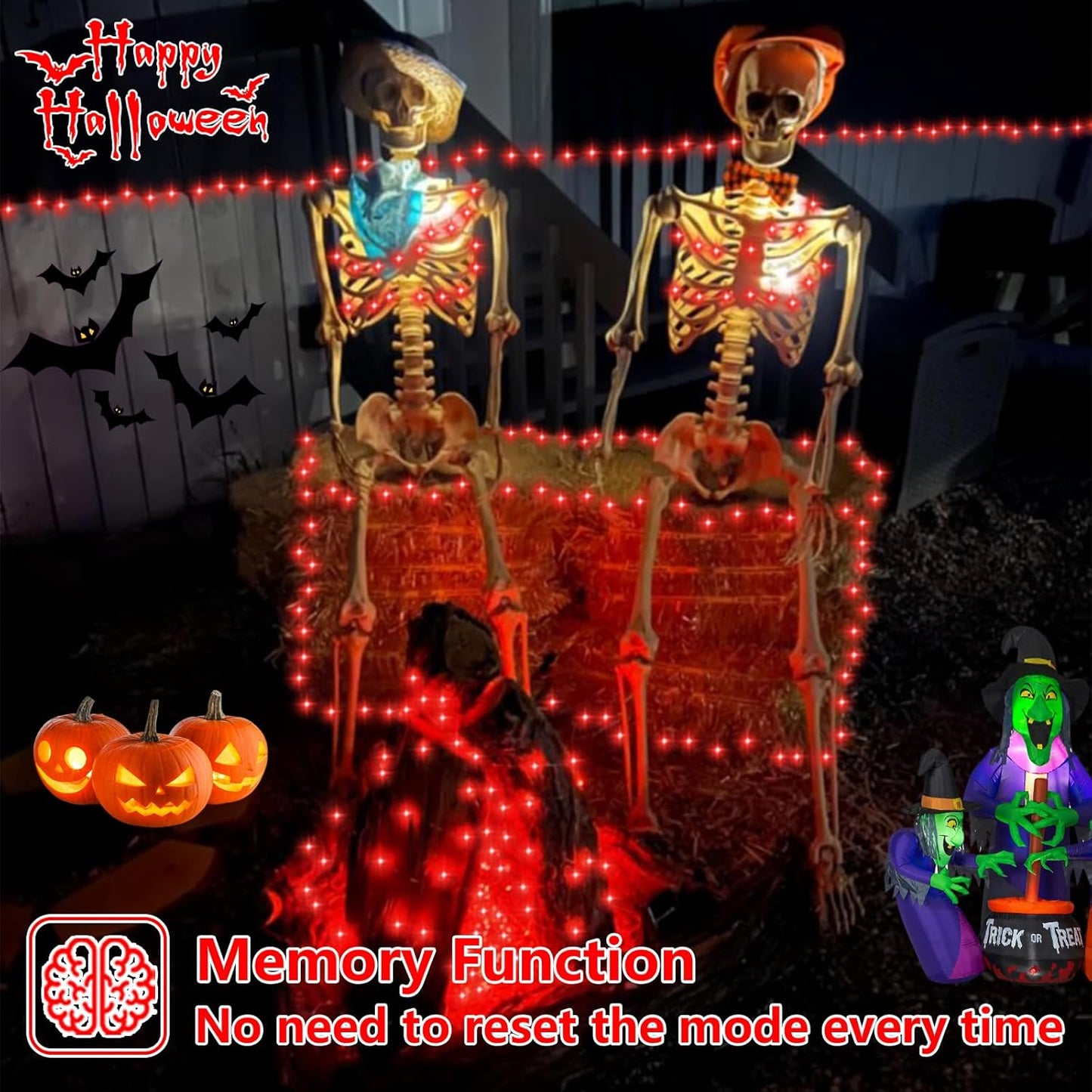 QITONG 4 Pack Red Solar Fairy Lights, Each 33ft 100 LED Christmas String Light Outdoor Waterproof, 8 Modes Silver Wire Mini Twinkle Lights