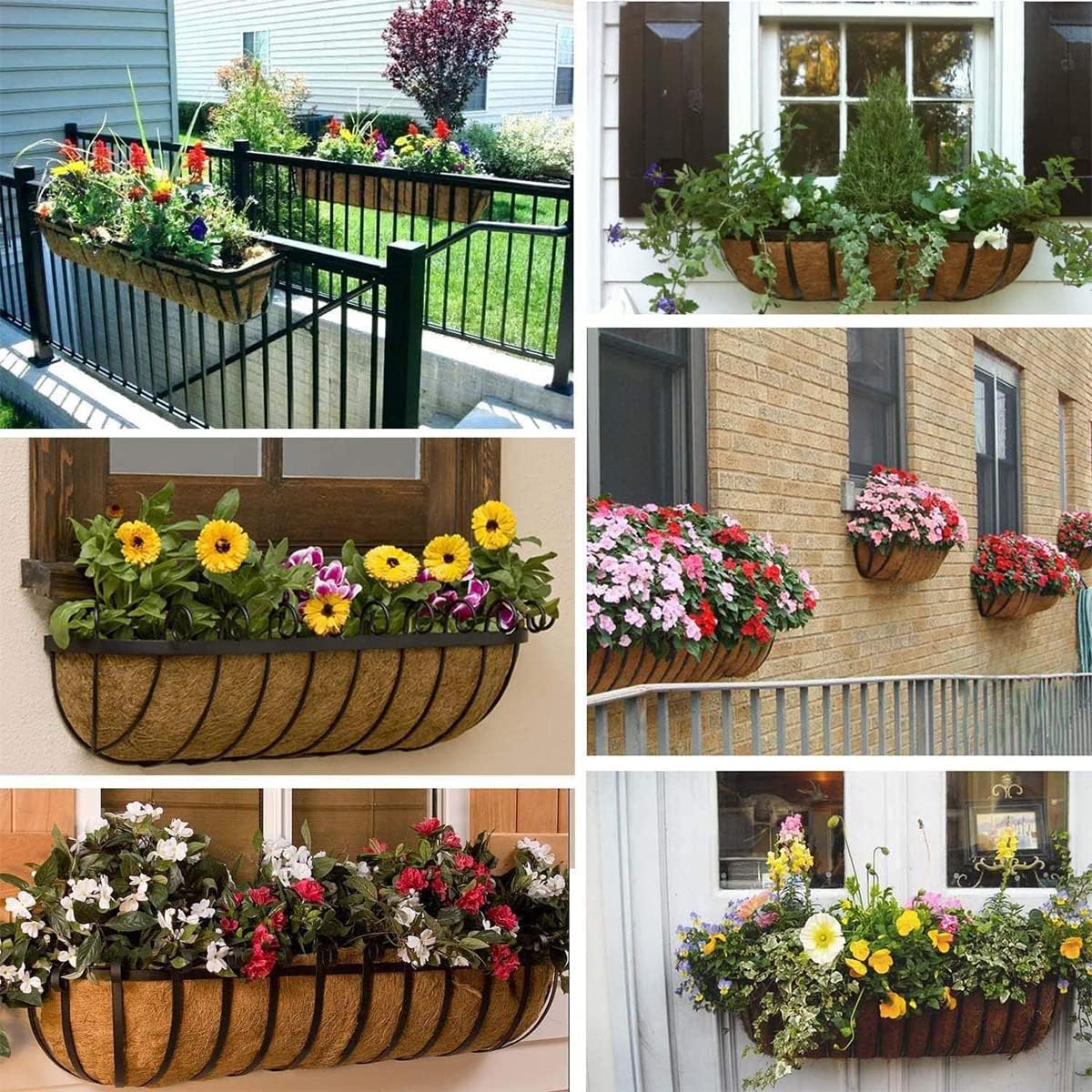 1 Pcs Trough Coco Liner 48 inch Wall Planter Replaceable Coco Liner for Window Box, Fence Flower Baskets