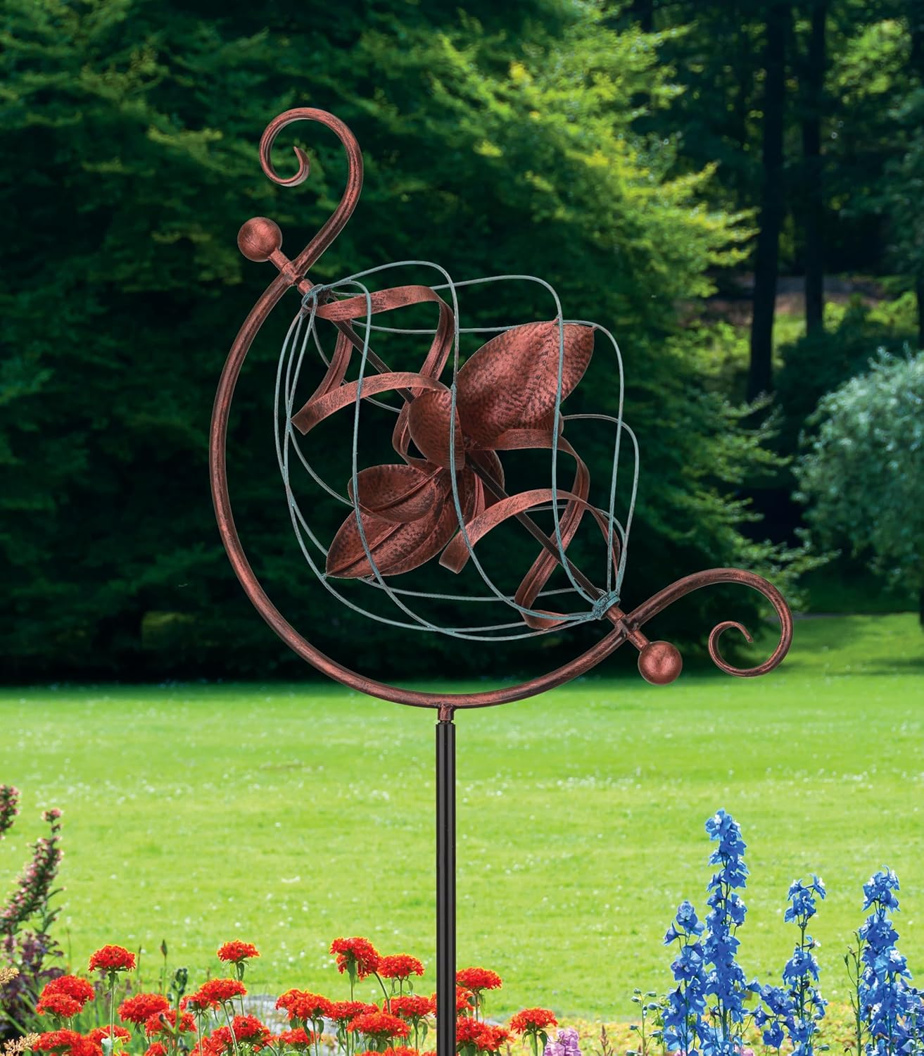 Regal Art & Gift Twister Wind Spinner – Metal Yard Decorations Outdoor | Kinetic Garden Spinner for Lawn, Pathway, or Flower Bed | Weather-Resistant Outdoor Sculpture - 19 Inch