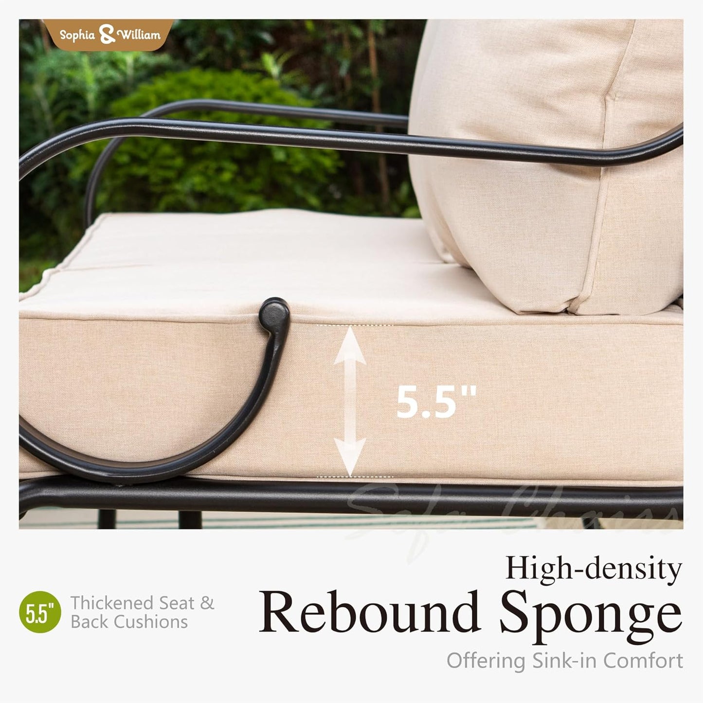 Sophia & William Extra Large & High Back Patio Furniture Set Metal Modern Outdoor Conversation Sets with Motion Chairs