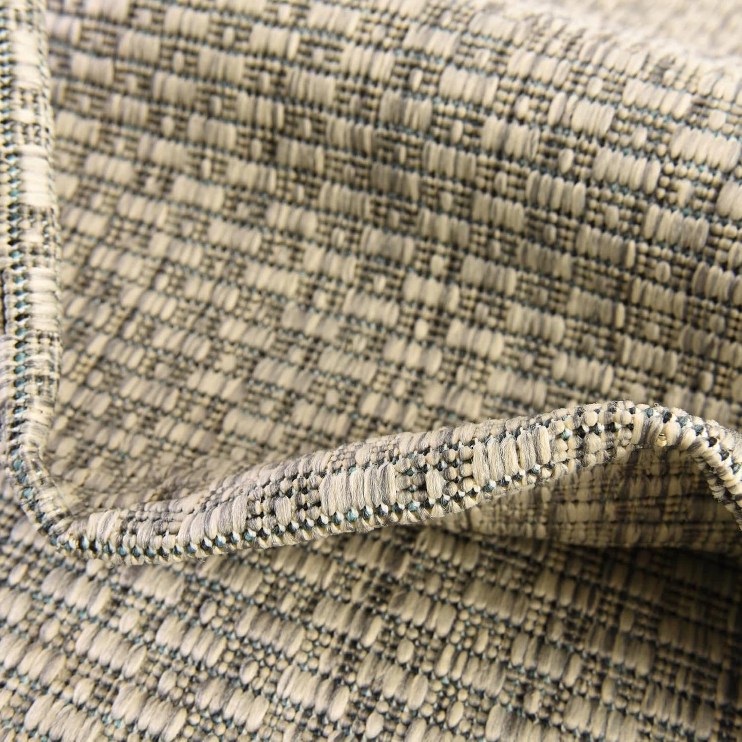 Unique Loom Collection Casual Transitional Solid Heathered Indoor/Outdoor Flatweave Area Rug (3' 3" Round, Light Gray/Ivory)