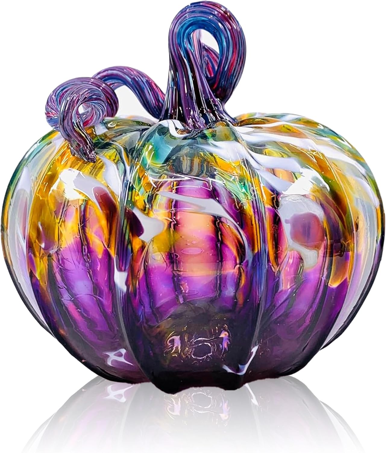 Luke Adams Glass Handmade Glass Pumpkins Handmade Table Top Home Decor (Squat, Purple Potion)
