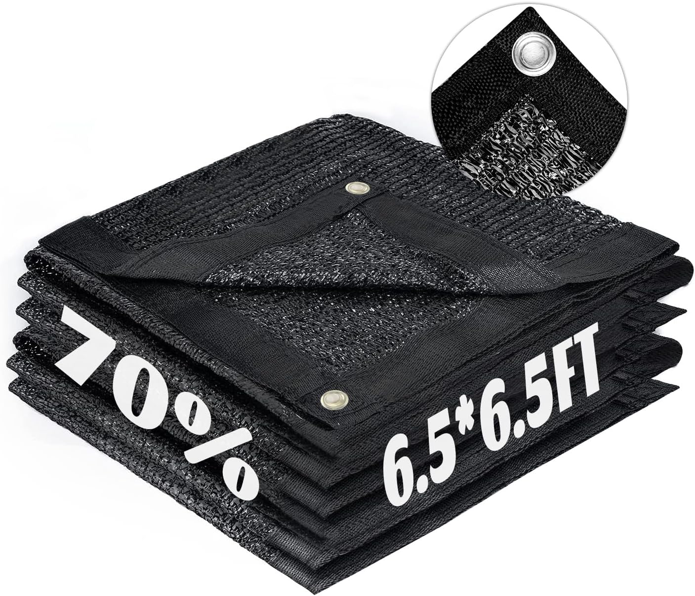 LOVE STORY 6.5x6.5FT 70% Black Shade Cloth Sun Shade Net with Grommets Sunblock Net Mesh Tarp for Garden,Plants Cover,Greenhouse and Patio