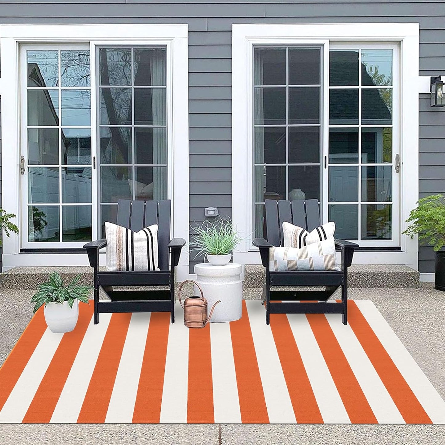 IOHOUZE Fall Door mat 4x6 Ft Orange White Striped Area Rug Washable Front Porch Rug Striped Door Mat Outside Entrance Entryway Doormat for Fall, Halloween, Thanksgiving Porch Decor
