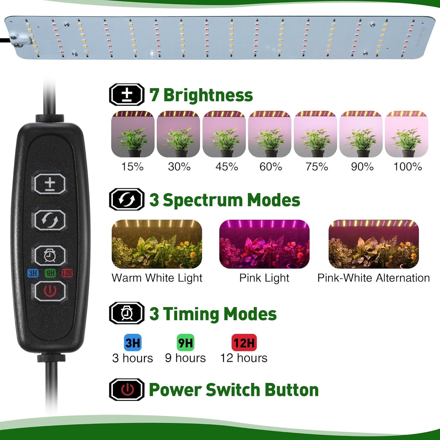 Meonum Mini Greenhouse with Grow Light for Indoor, 23.6 x15.7 x19.6 Tabletop Small Greenhouse Kit with 15W Plant Dimmable LED Grow Lights and Timer, 3 Light Color Mode for Seed Starter Tray
