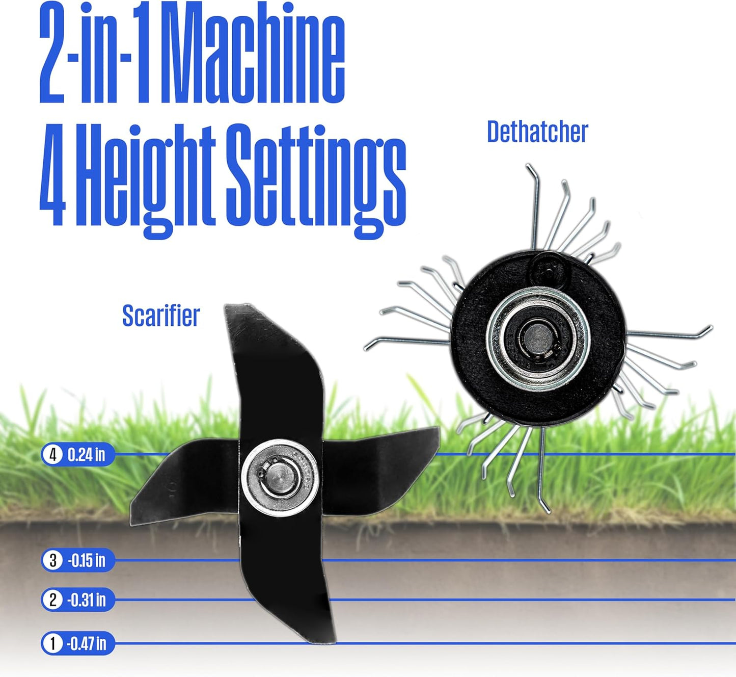 Westinghouse 13-Inch 12 Amp 2-in-1 Corded Electric Dethatcher and Aerator with 8 Gallon Thatch Collection Bag, 4-Position Depth Adjustment, Foldable Handle