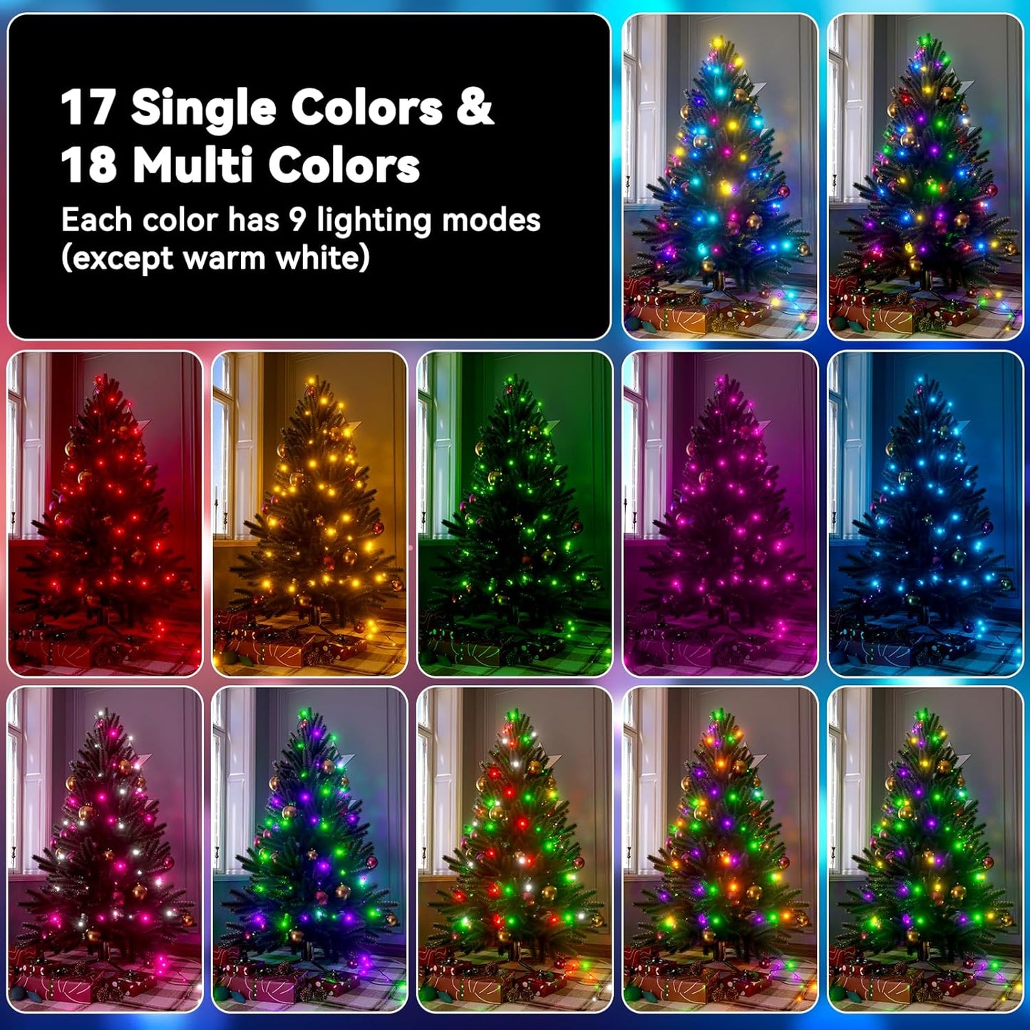 LitHome 164ft 500Led Color Changing String Lights with Remote,35 Colors RGB Christmas Lights with Timer,Dimmable Halloween String Light Outdoor Plug in,Xmas Tree Light Indoor for Fall Party Decor