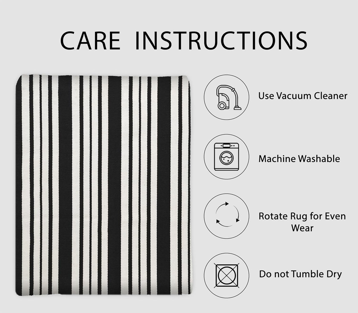 IOHOUZE Black and White Striped Rug 2.3'x3.6' Front Door Rugs Outdoor, Small Washable Area Rug for Front Porch, Spring Summer Doormats Outdoor Indoor, Cotton Rugs for Entryway Porch Entrance