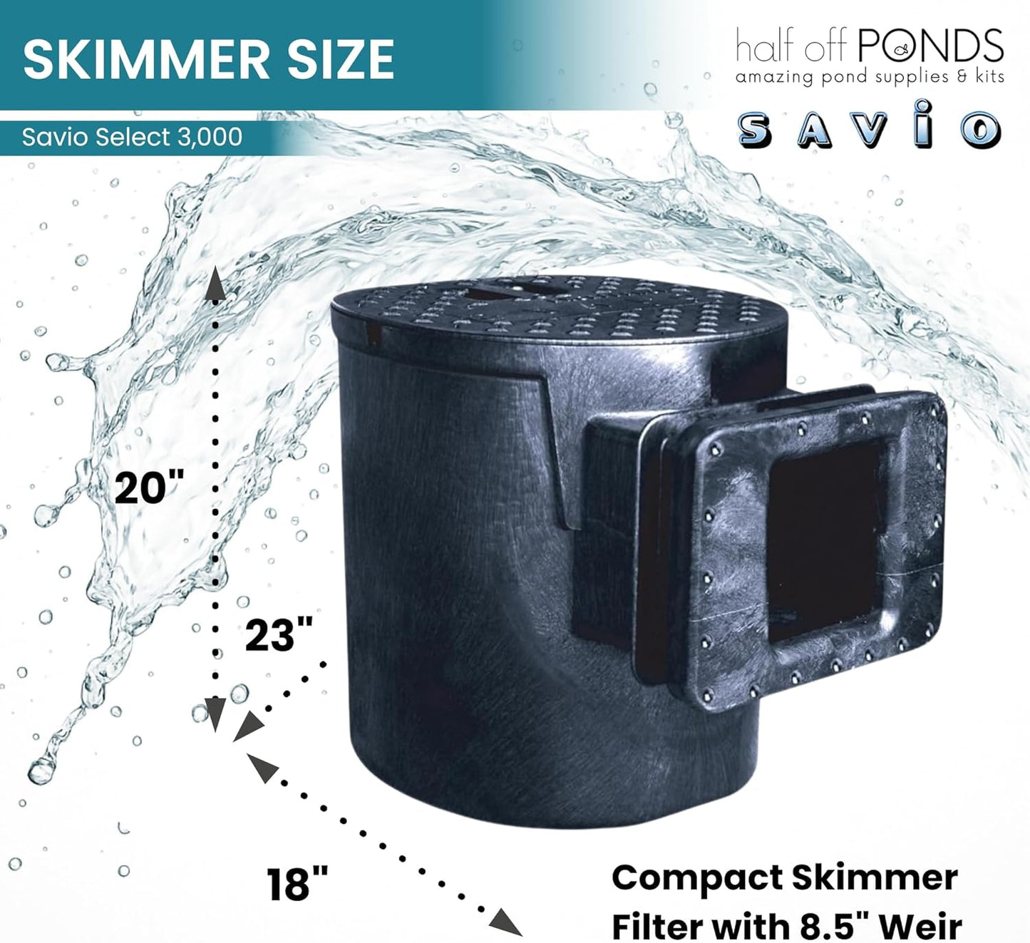HALF OFF PONDS Savio Select 3,000 GPH Submersible Pump Pond Kit with 15' x 20' EPDM Rubber Pond Liner for Water Garden & Koi Pond