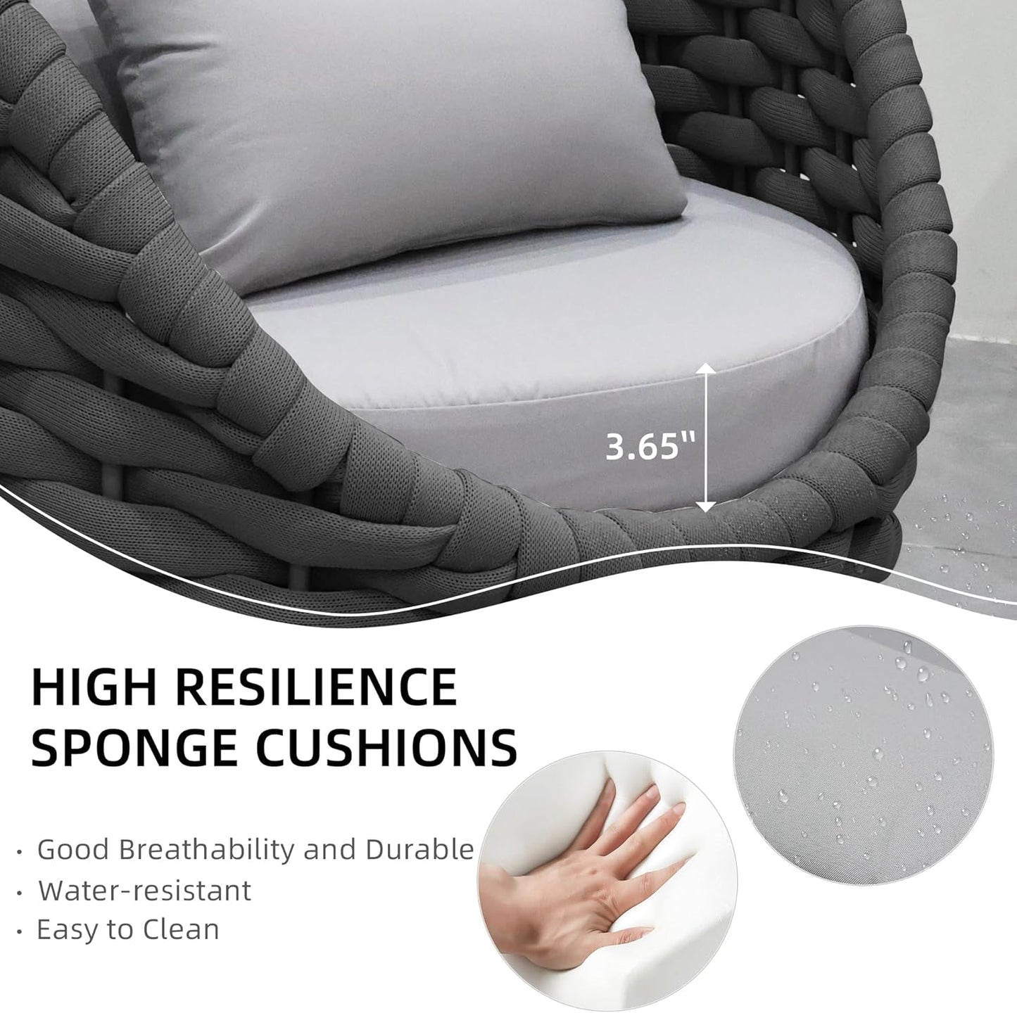 TWT Patio Sofa Set of 2 All-Weather Textilene Rope Balcony Furniture with Cushions & Pillows,Metal Armchairs Outdoor Patio Furniture Set for Indoor, Balcony, Backyard, Deck, Poolside