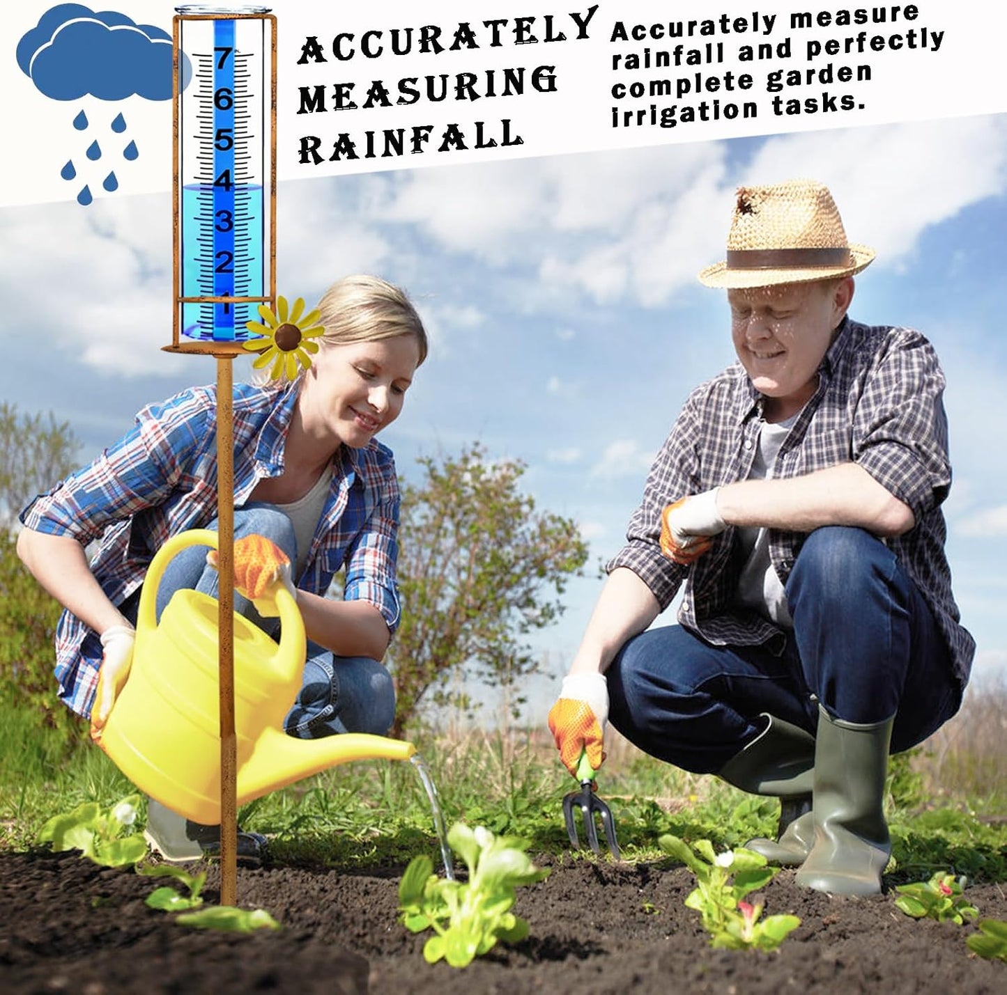 Rain Gauge Outdoor, Freeze Proof Rain Gauges Outdoors Best Rated,7" Capacity Detachable Rain Guage with Stake for Yard,Lawn & Garden,Large Clear Number and Scale Rain Measure Gauge,Rain Water Meter