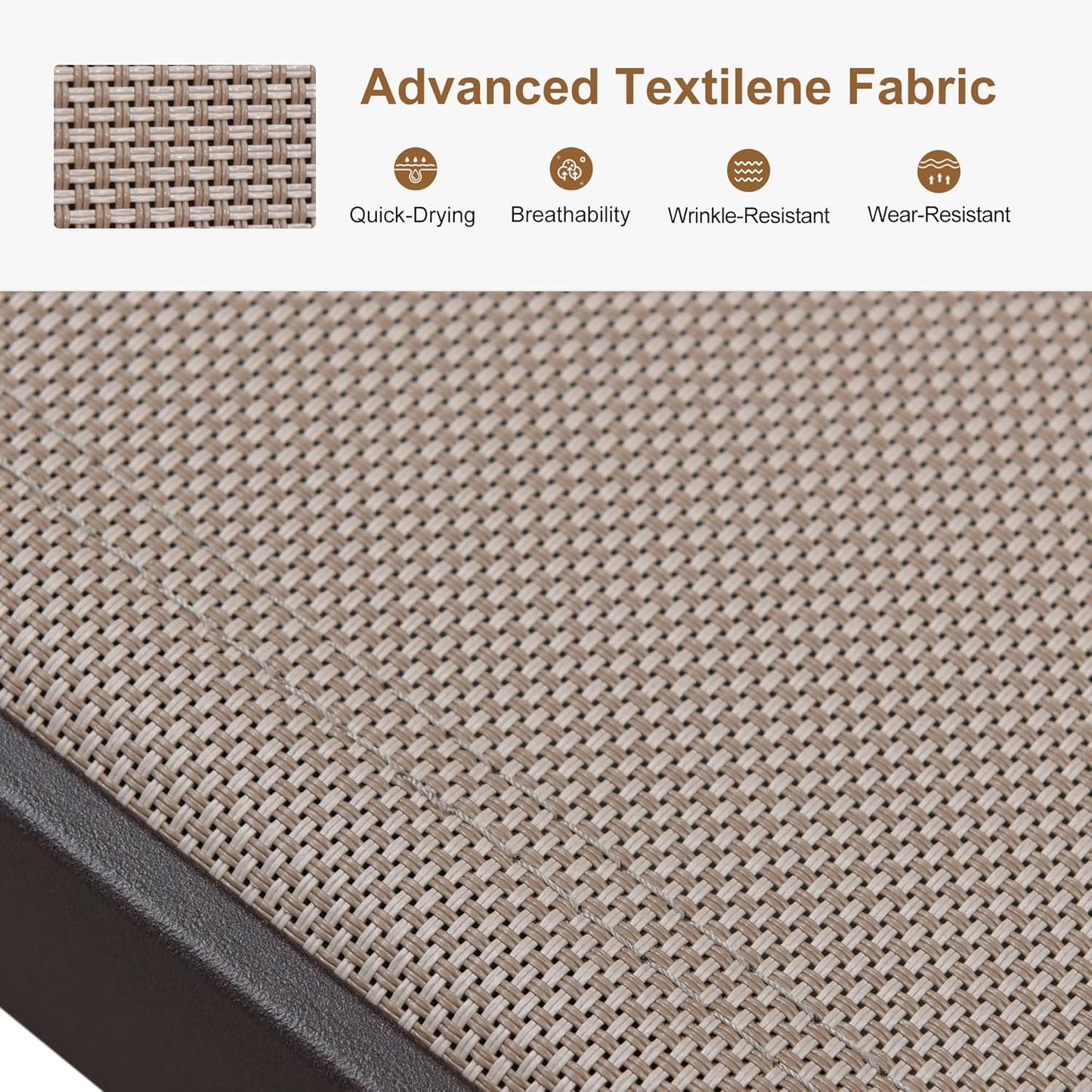 PURPLE LEAF Outdoor Chaise Lounge Chair Set of 3, Patio Lounge Chair for Outdoor, Aluminum Patio Chaise Lounger with Adjustable Backrest and Wheels for Outside, Lawn, Garden, Taupe